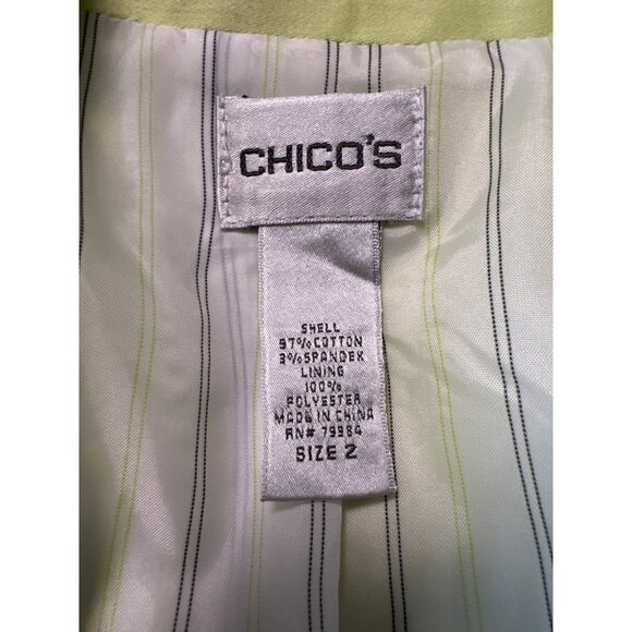 Chico's Lime Green Long Sleeve Button-Up Blazer Women's Size 2 US L - Picture 7 of 9